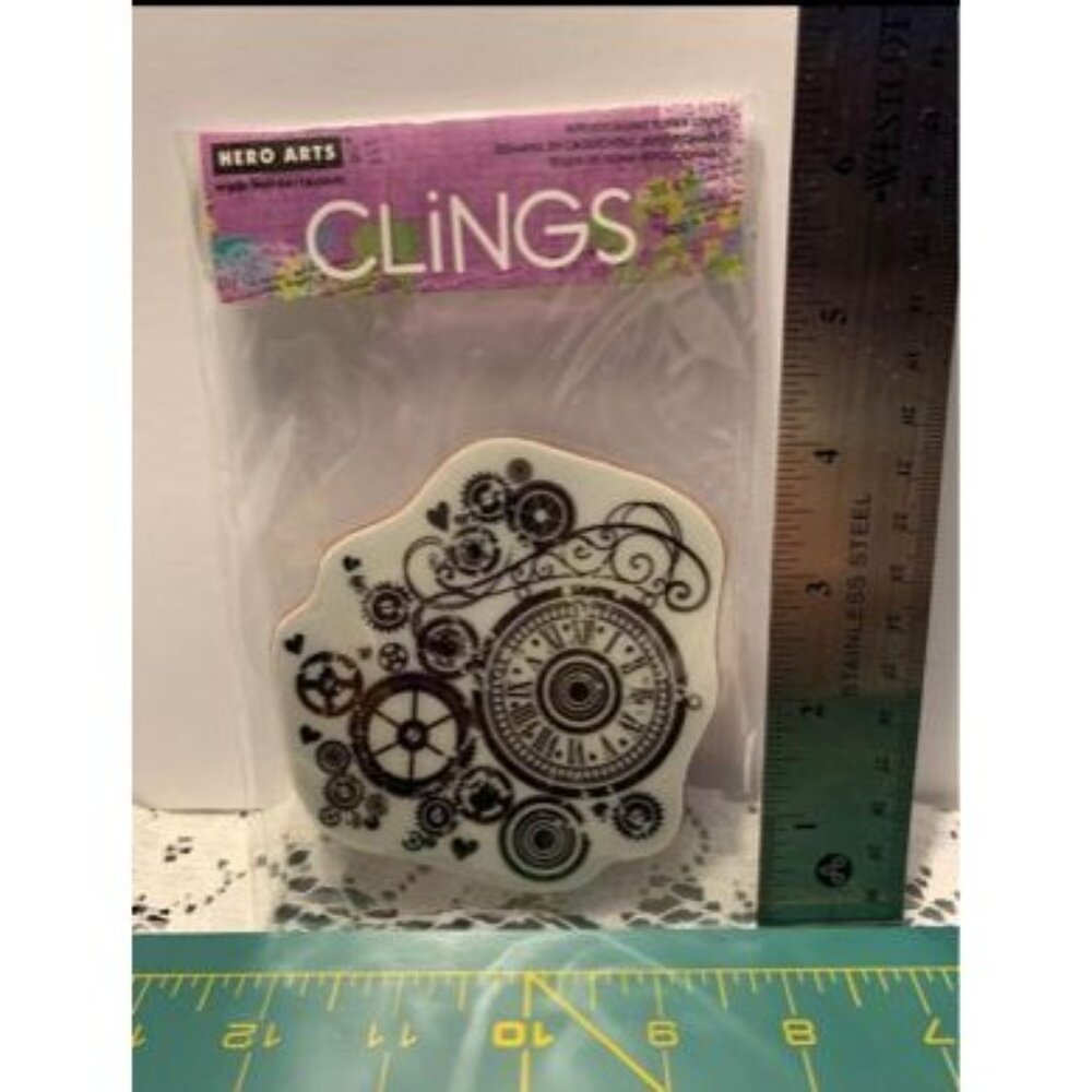 Hero Arts Watch Gears Cling Rubber Stamp Steampunk Clock & Gears Design New - Picture 11 of 13